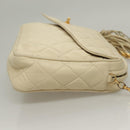 CHANEL Matelasse Chain Shoulder Bag Lamb Skin White Gold CC Auth BA4005-4