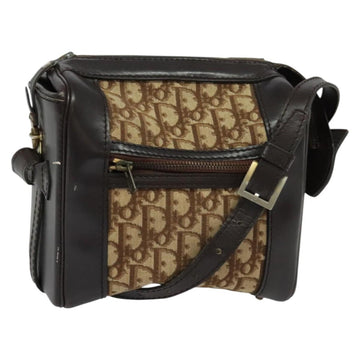 Christian Dior Trotter Canvas Shoulder Bag Brown Gold Auth BA4009