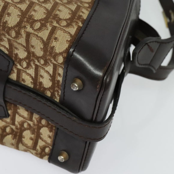 Christian Dior Trotter Canvas Shoulder Bag Brown Gold Auth BA4009