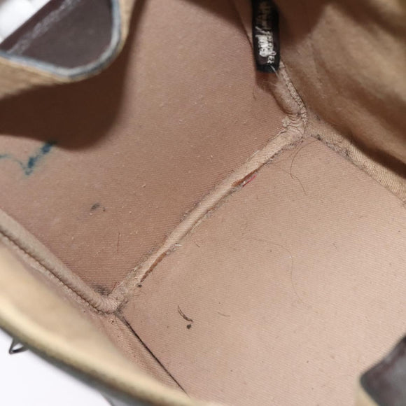 Christian Dior Trotter Canvas Shoulder Bag Brown Gold Auth BA4009