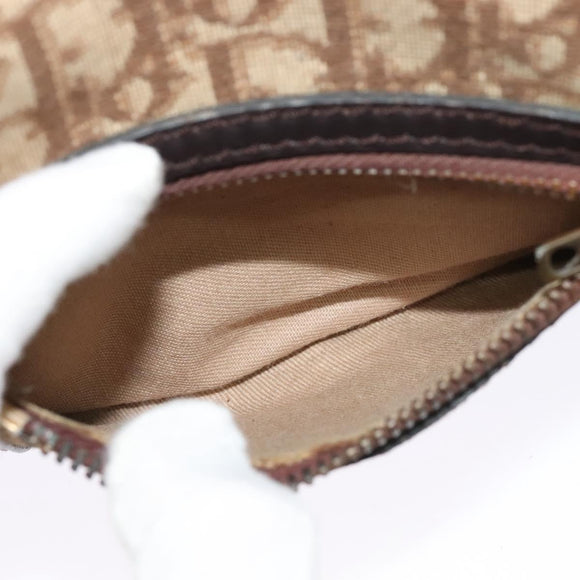 Christian Dior Trotter Canvas Shoulder Bag Brown Gold Auth BA4009