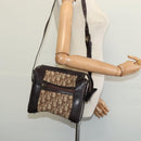 Christian Dior Trotter Canvas Shoulder Bag Brown Gold Auth BA4009-19
