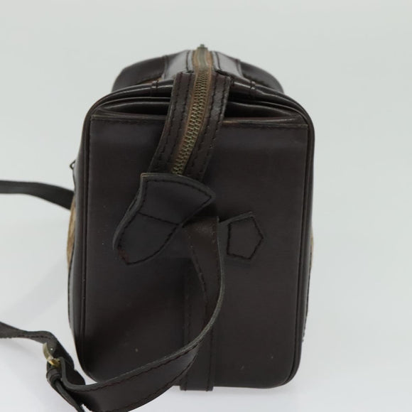 Christian Dior Trotter Canvas Shoulder Bag Brown Gold Auth BA4009