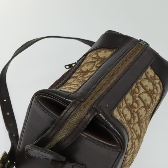 Christian Dior Trotter Canvas Shoulder Bag Brown Gold Auth BA4009