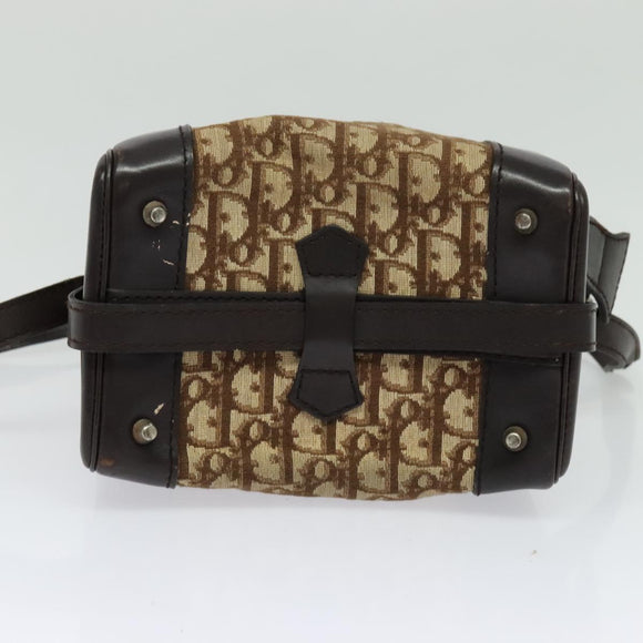 Christian Dior Trotter Canvas Shoulder Bag Brown Gold Auth BA4009