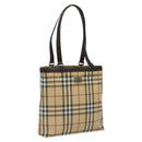 BURBERRY Nova Check Tote Bag PVC Leather Beige Brown Auth BA401-1