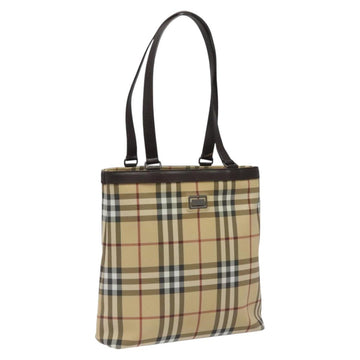 BURBERRY Nova Check Tote Bag PVC Leather Beige Brown Auth BA401