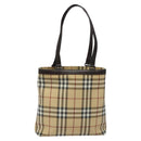 BURBERRY Nova Check Tote Bag PVC Leather Beige Brown Auth BA401-2