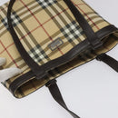 BURBERRY Nova Check Tote Bag PVC Leather Beige Brown Auth BA401-6