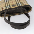 BURBERRY Nova Check Tote Bag PVC Leather Beige Brown Auth BA401-7