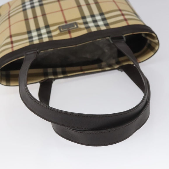 BURBERRY Nova Check Tote Bag PVC Leather Beige Brown Auth BA401