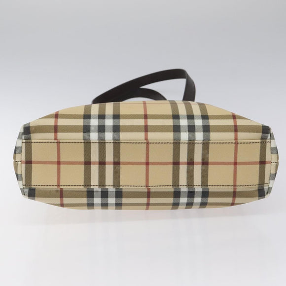BURBERRY Nova Check Tote Bag PVC Leather Beige Brown Auth BA401