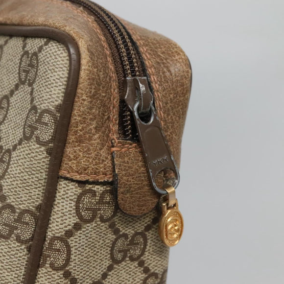 GUCCI GG Supreme Web Sherry Line Clutch Bag PVC Beige Gold 63 01 012 Auth BA4011