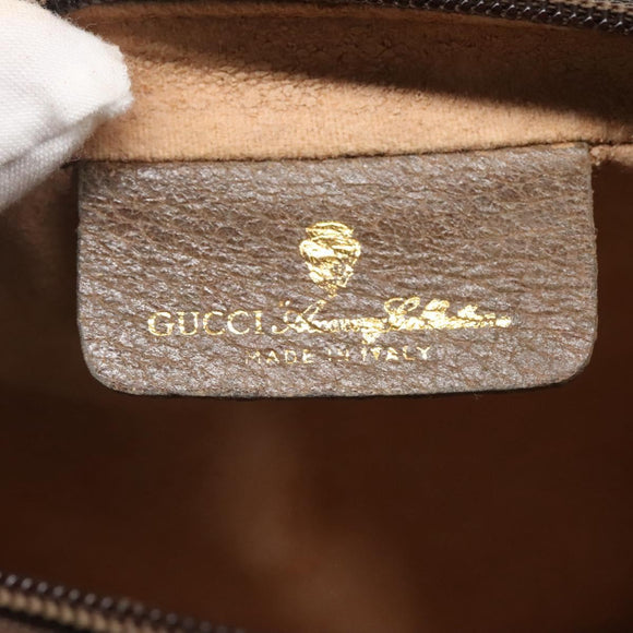 GUCCI GG Supreme Web Sherry Line Clutch Bag PVC Beige Gold 63 01 012 Auth BA4011