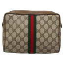 GUCCI GG Supreme Web Sherry Line Clutch Bag PVC Beige Gold 63 01 012 Auth BA4011-13