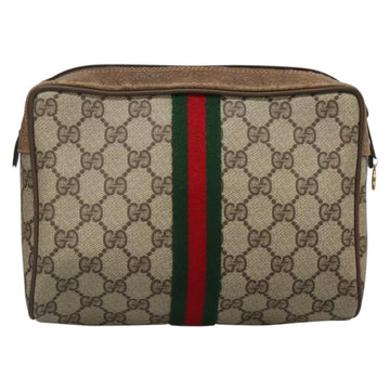 GUCCI GG Supreme Web Sherry Line Clutch Bag PVC Beige Gold 63 01 012 Auth BA4011 - 0