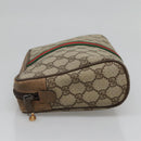 GUCCI GG Supreme Web Sherry Line Clutch Bag PVC Beige Gold 63 01 012 Auth BA4011-3