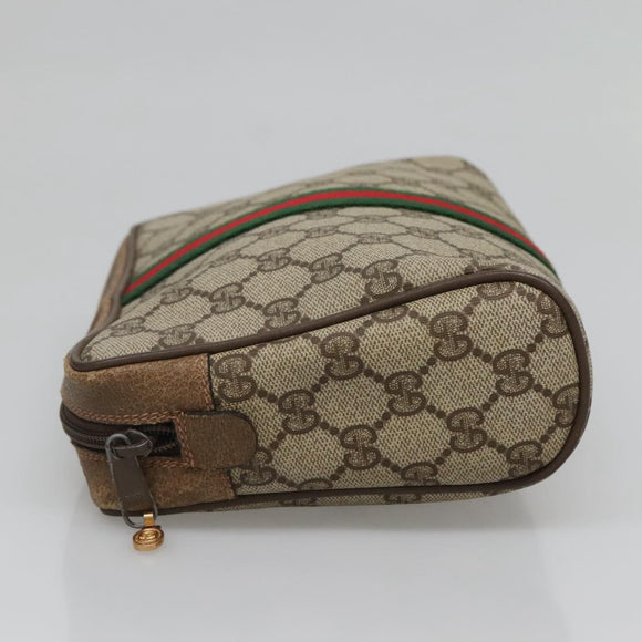 GUCCI GG Supreme Web Sherry Line Clutch Bag PVC Beige Gold 63 01 012 Auth BA4011