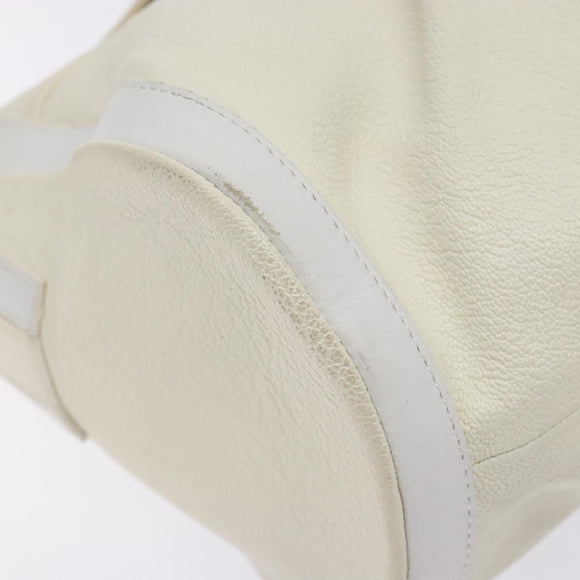 BVLGARI Shoulder Bag Leather Cream Gold Auth BA4015