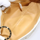 BVLGARI Shoulder Bag Leather Cream Gold Auth BA4015-16