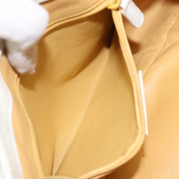 BVLGARI Shoulder Bag Leather Cream Gold Auth BA4015