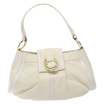 BVLGARI Shoulder Bag Leather Cream Gold Auth BA4015 - 0