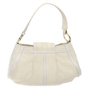 BVLGARI Shoulder Bag Leather Cream Gold Auth BA4015-3