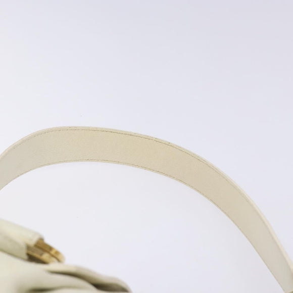 BVLGARI Shoulder Bag Leather Cream Gold Auth BA4015