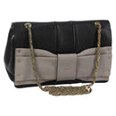 Chloe Chain June Shoulder Bag Leather Black Gold Auth BA4019V-1