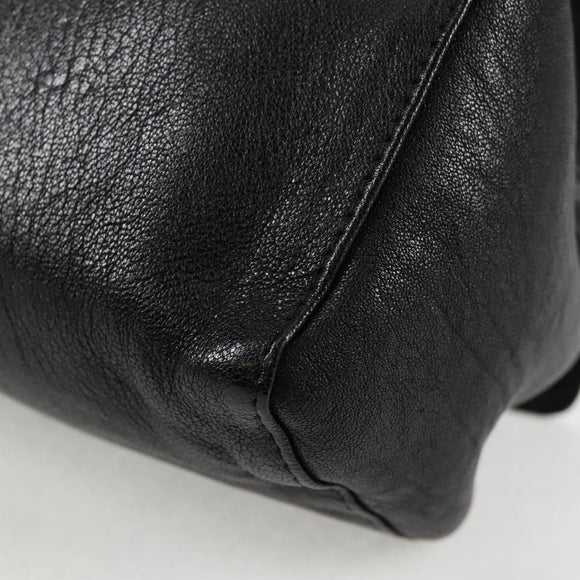 Chloe Chain June Shoulder Bag Leather Black Gold Auth BA4019V