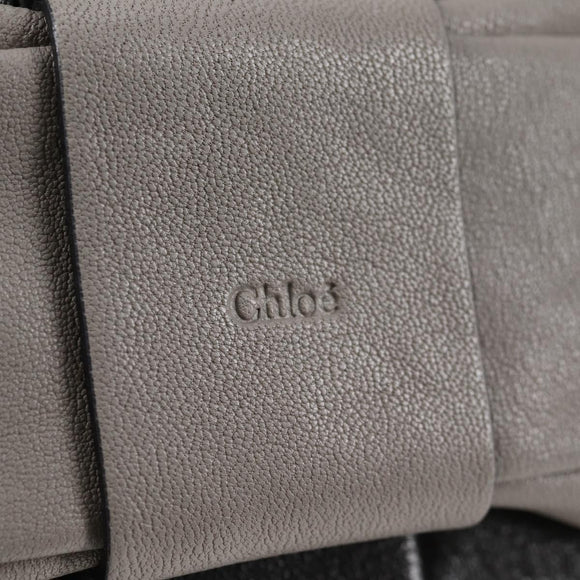 Chloe Chain June Shoulder Bag Leather Black Gold Auth BA4019V