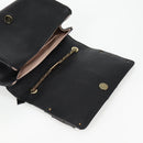 Chloe Chain June Shoulder Bag Leather Black Gold Auth BA4019V-9