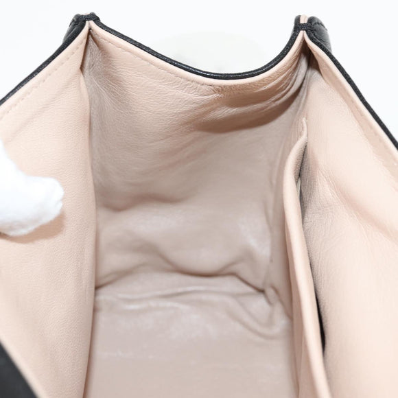 Chloe Chain June Shoulder Bag Leather Black Gold Auth BA4019V