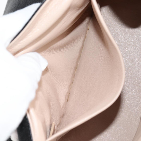 Chloe Chain June Shoulder Bag Leather Black Gold Auth BA4019V