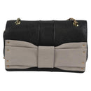 Chloe Chain June Shoulder Bag Leather Black Gold Auth BA4019V-13