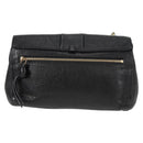 Chloe Chain June Shoulder Bag Leather Black Gold Auth BA4019V-2