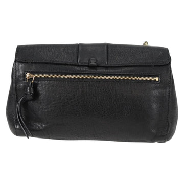 Chloe Chain June Shoulder Bag Leather Black Gold Auth BA4019V - 0