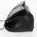 Chloe Chain June Shoulder Bag Leather Black Gold Auth BA4019V-3