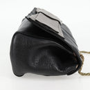 Chloe Chain June Shoulder Bag Leather Black Gold Auth BA4019V-4