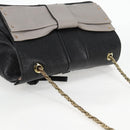 Chloe Chain June Shoulder Bag Leather Black Gold Auth BA4019V-6