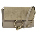 Chloe Fay Shoulder Bag Leather Greige Gold Auth BA4020-1