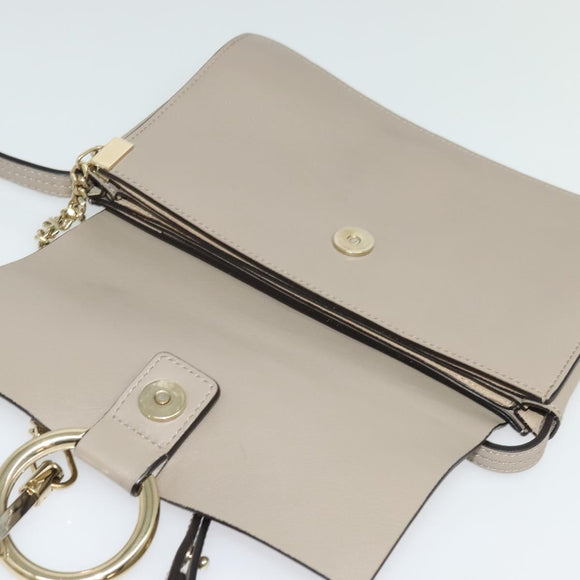 Chloe Fay Shoulder Bag Leather Greige Gold Auth BA4020