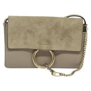 Chloe Fay Shoulder Bag Leather Greige Gold Auth BA4020-13