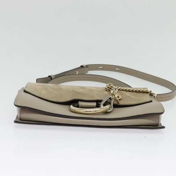 Chloe Fay Shoulder Bag Leather Greige Gold Auth BA4020