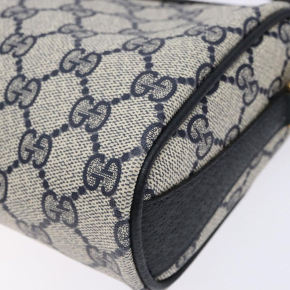 GUCCI GG Supreme Sherry Line Shoulder Bag PVC Navy Gold 89 02 018 Auth BA4022