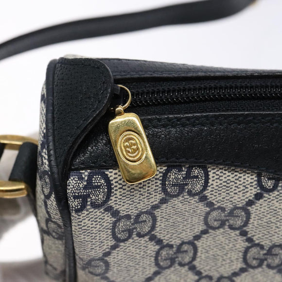 GUCCI GG Supreme Sherry Line Shoulder Bag PVC Navy Gold 89 02 018 Auth BA4022