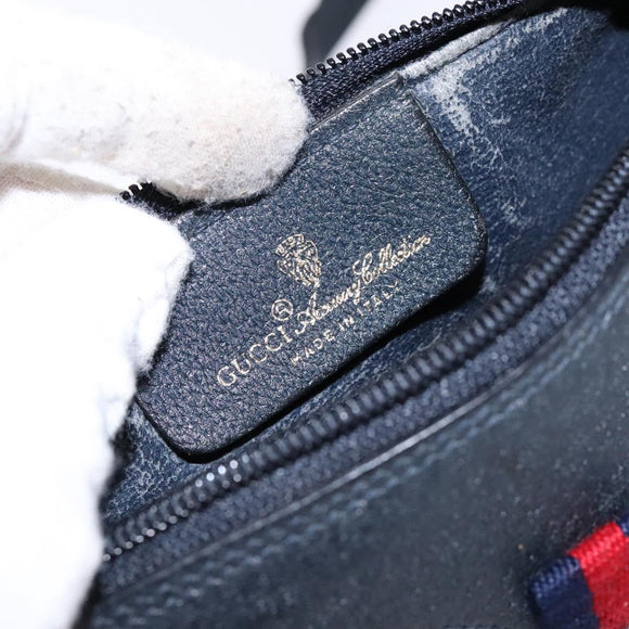 GUCCI GG Supreme Sherry Line Shoulder Bag PVC Navy Gold 89 02 018 Auth BA4022