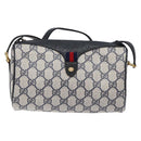 GUCCI GG Supreme Sherry Line Shoulder Bag PVC Navy Gold 89 02 018 Auth BA4022-13