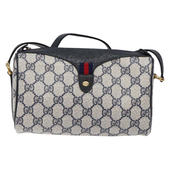 GUCCI GG Supreme Sherry Line Shoulder Bag PVC Navy Gold 89 02 018 Auth BA4022