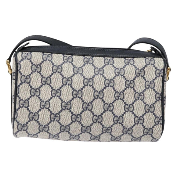 GUCCI GG Supreme Sherry Line Shoulder Bag PVC Navy Gold 89 02 018 Auth BA4022